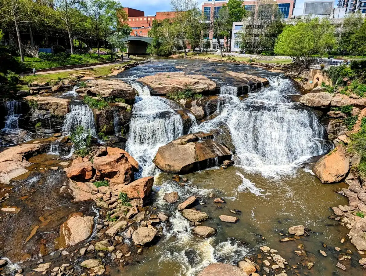 Waterfall on the Reedy River at Falls Park in Greenville